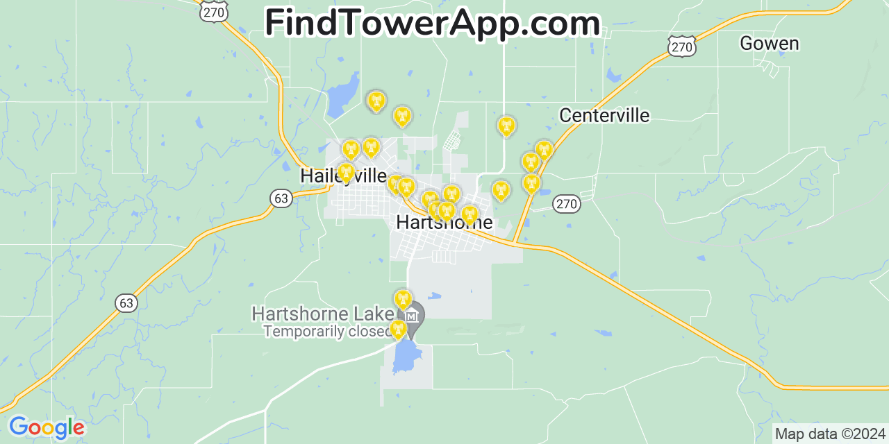 Verizon 4G/5G cell tower coverage map Hartshorne, Oklahoma