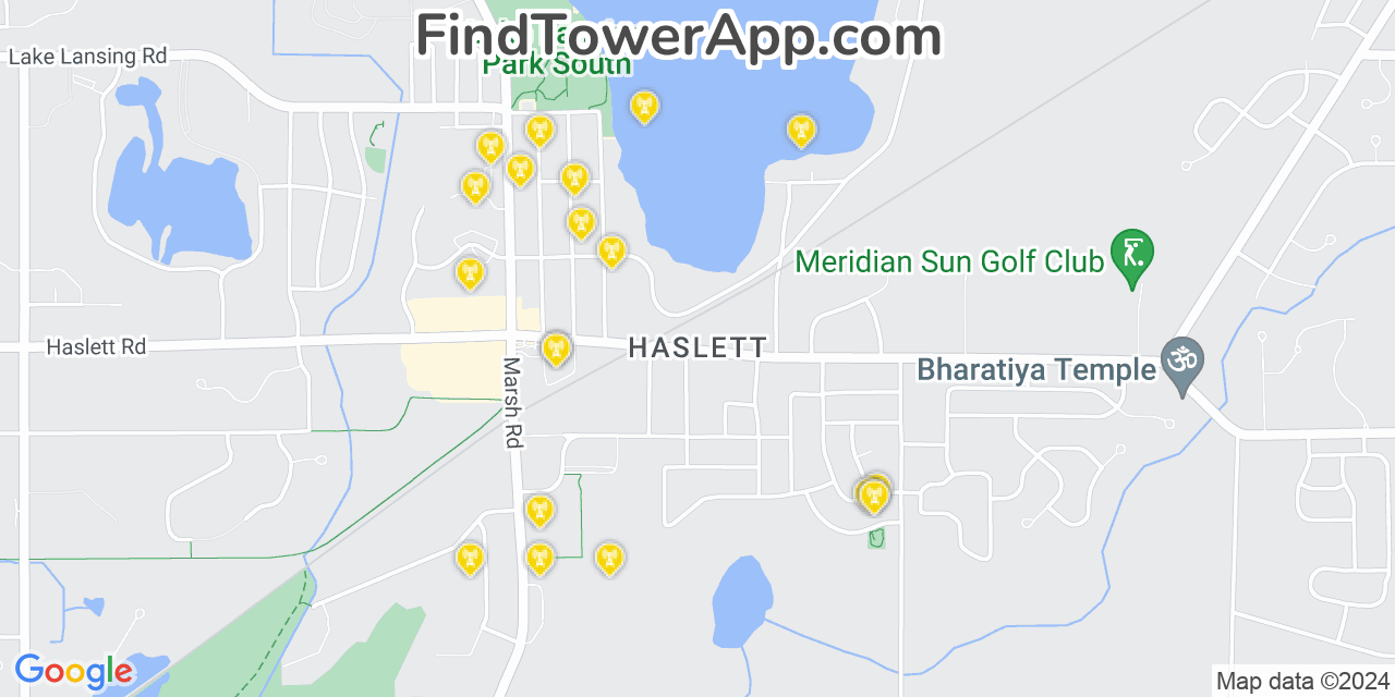 AT&T 4G/5G cell tower coverage map Haslett, Michigan