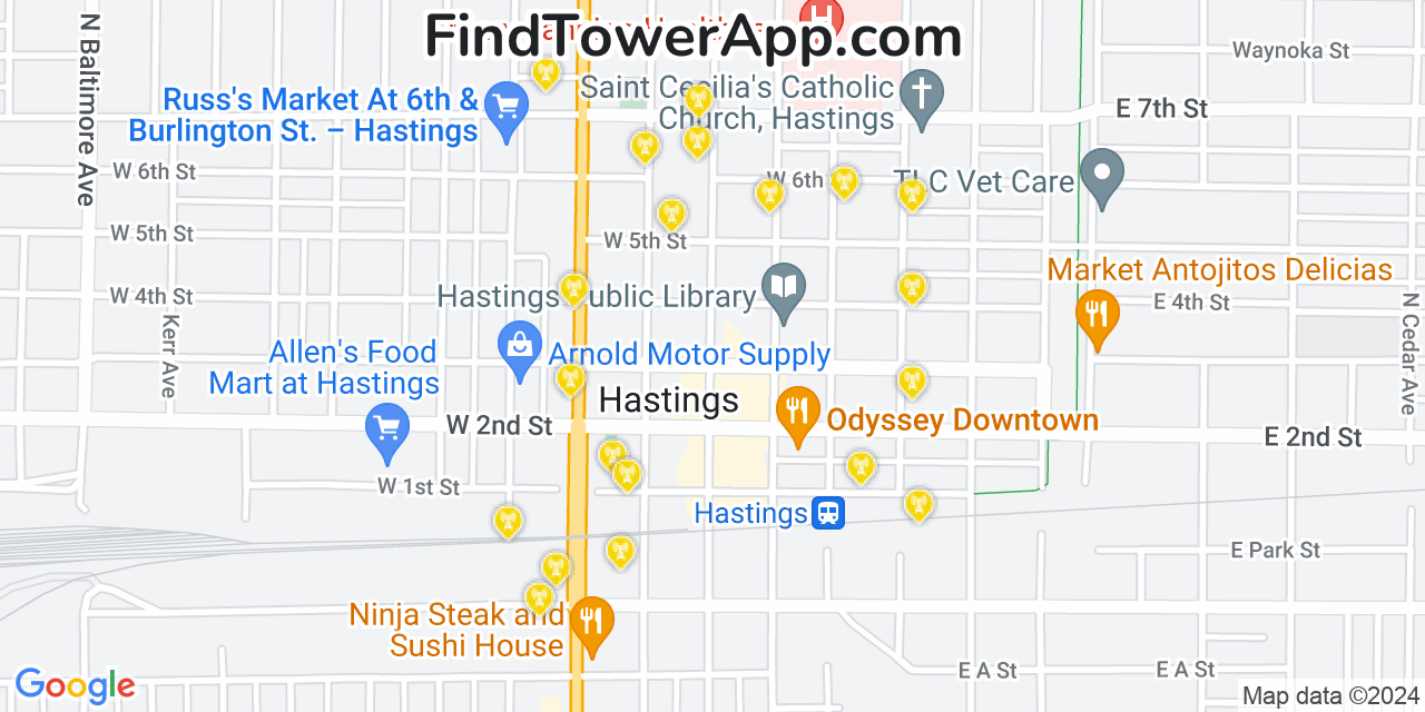 T-Mobile 4G/5G cell tower coverage map Hastings, Nebraska