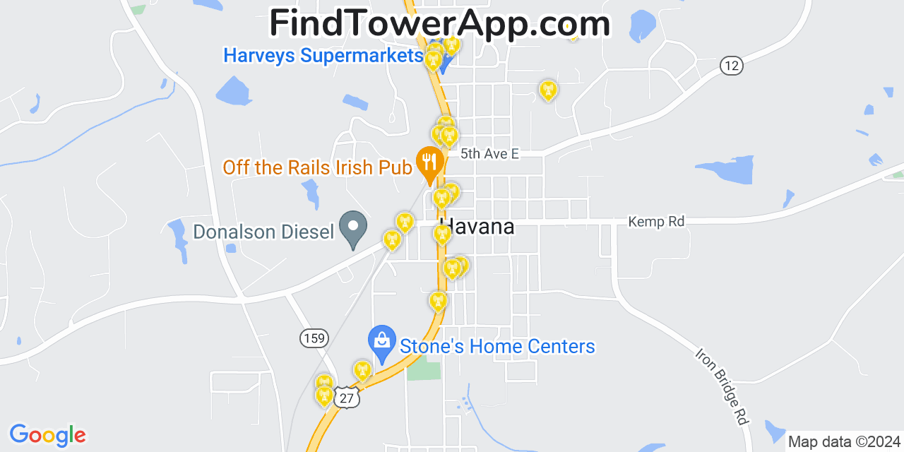 AT&T 4G/5G cell tower coverage map Havana, Florida