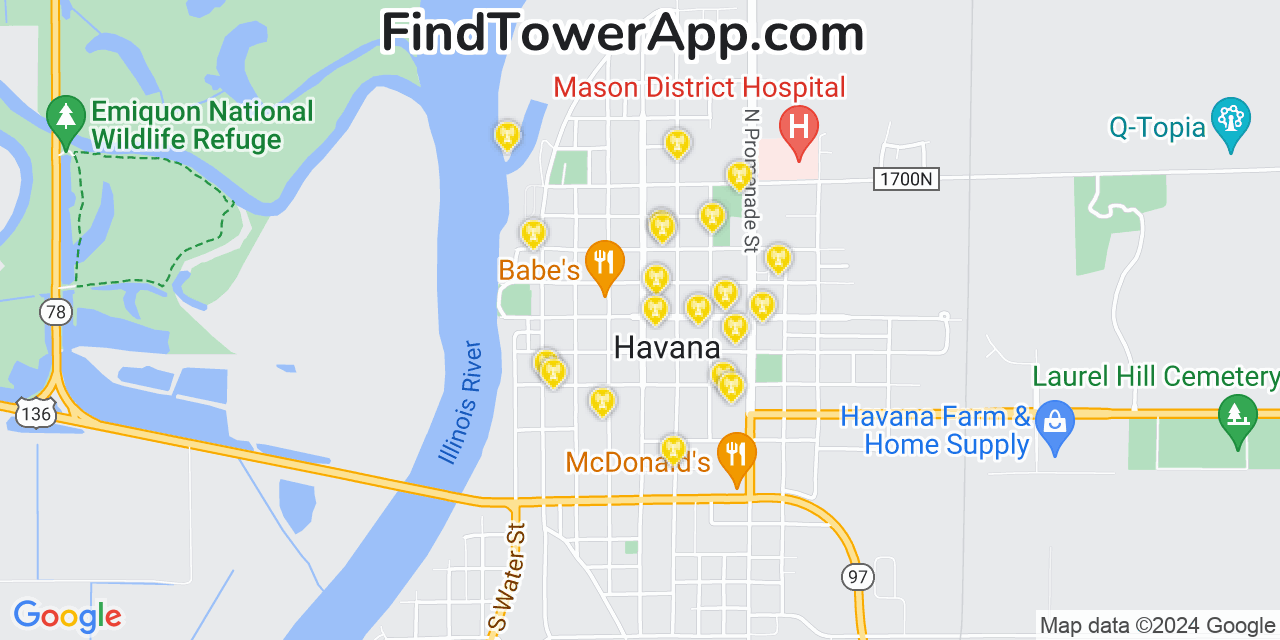 T-Mobile 4G/5G cell tower coverage map Havana, Illinois