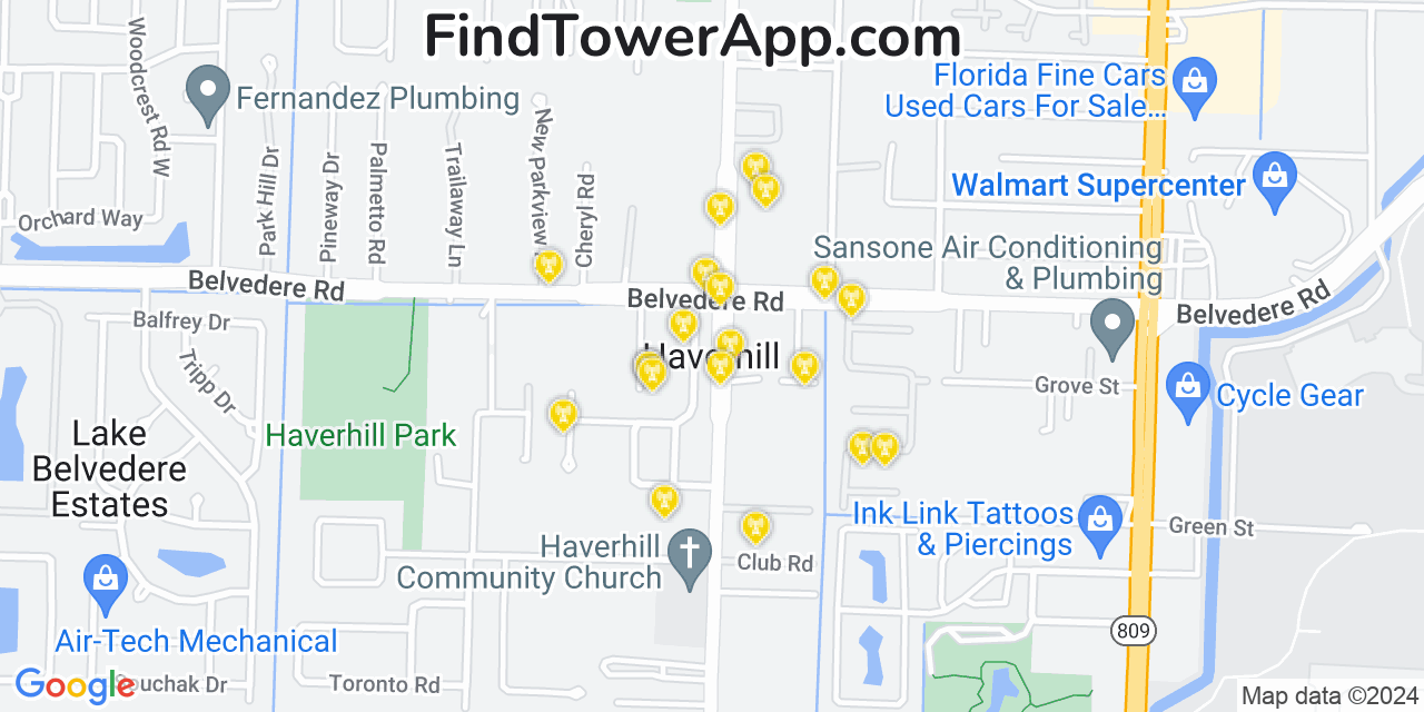 Verizon 4G/5G cell tower coverage map Haverhill, Florida