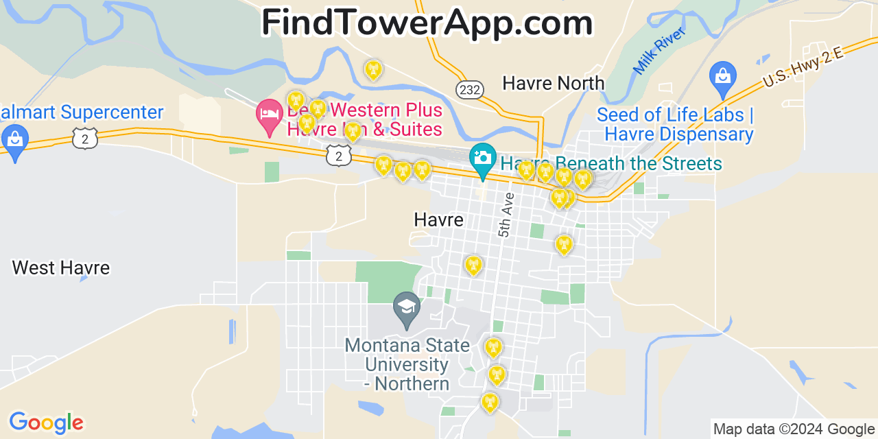 T-Mobile 4G/5G cell tower coverage map Havre, Montana