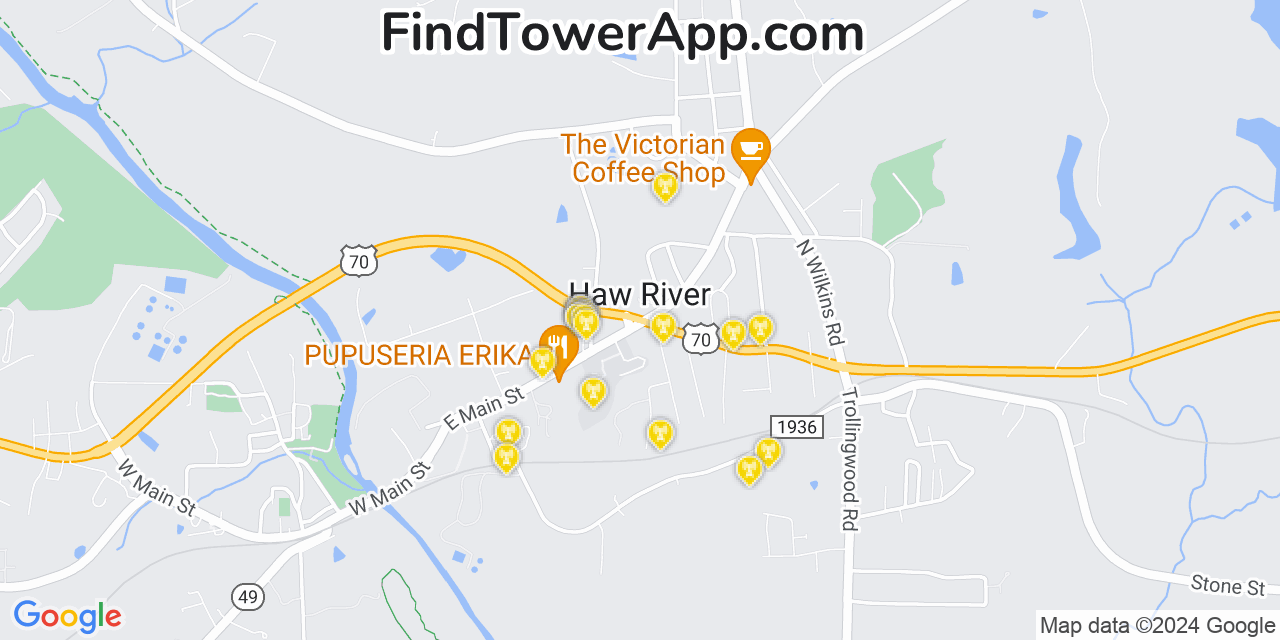 AT&T 4G/5G cell tower coverage map Haw River, North Carolina