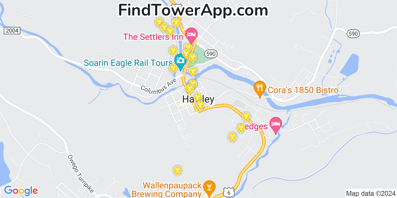 AT&T 4G/5G cell tower coverage map Hawley, Pennsylvania