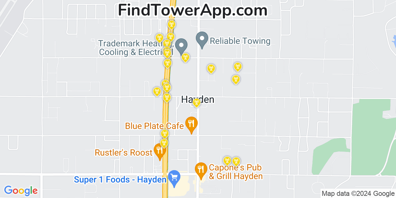 AT&T 4G/5G cell tower coverage map Hayden, Idaho