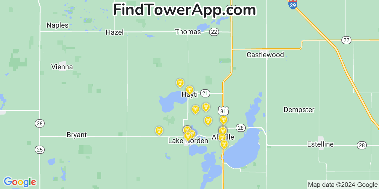 Verizon 4G/5G cell tower coverage map Hayti, South Dakota