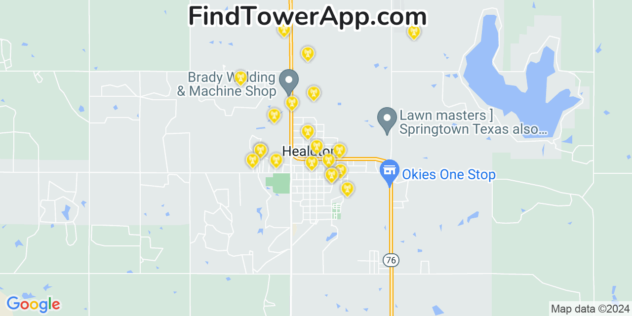 AT&T 4G/5G cell tower coverage map Healdton, Oklahoma