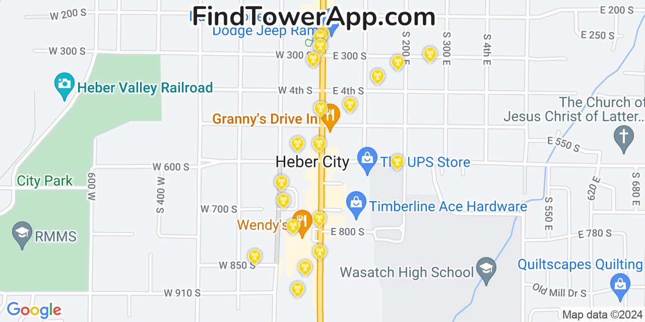 T-Mobile 4G/5G cell tower coverage map Heber City, Utah