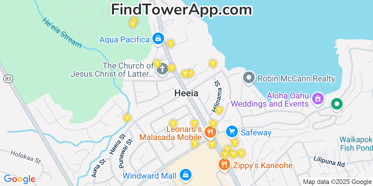 T-Mobile 4G/5G cell tower coverage map Heeia, Hawaii