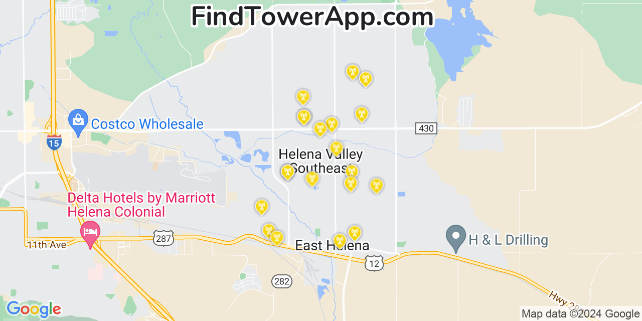 Verizon 4G/5G cell tower coverage map Helena Valley Southeast, Montana