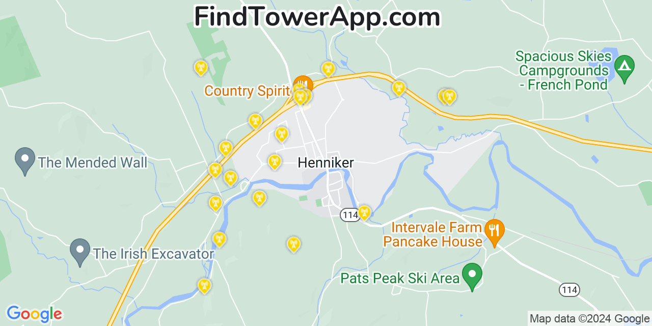 Verizon 4G/5G cell tower coverage map Henniker, New Hampshire