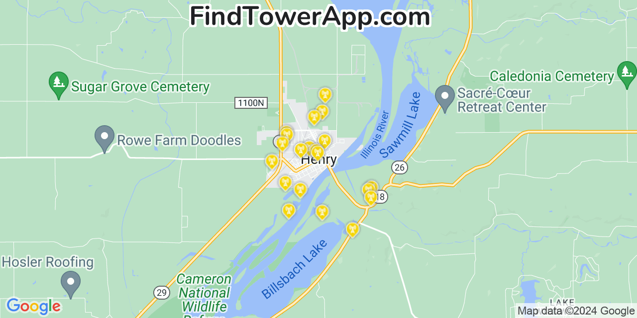 T-Mobile 4G/5G cell tower coverage map Henry, Illinois