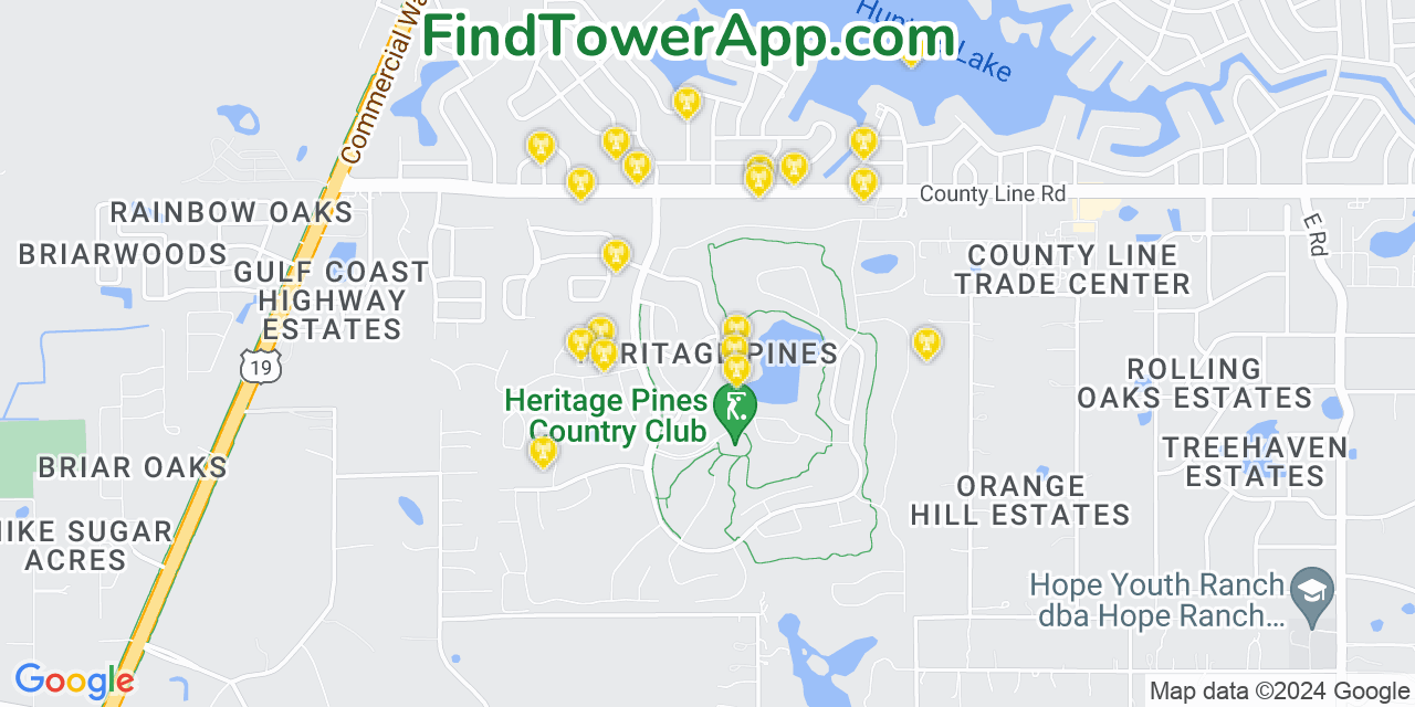 Verizon 4G/5G cell tower coverage map Heritage Pines, Florida