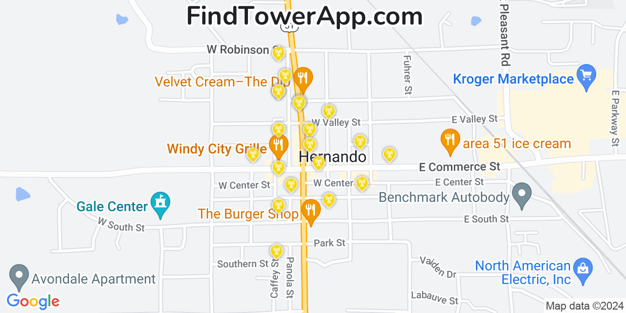 T-Mobile 4G/5G cell tower coverage map Hernando, Mississippi