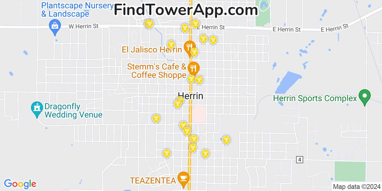 Verizon 4G/5G cell tower coverage map Herrin, Illinois