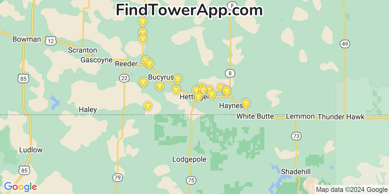 T-Mobile 4G/5G cell tower coverage map Hettinger, North Dakota