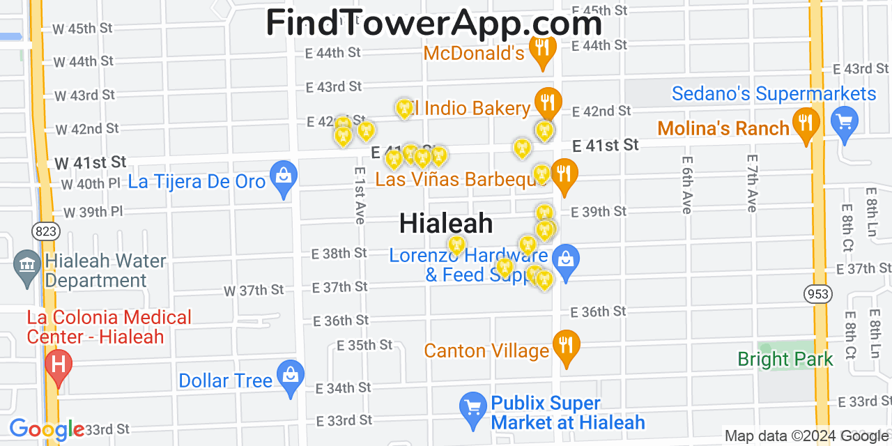 T-Mobile 4G/5G cell tower coverage map Hialeah, Florida