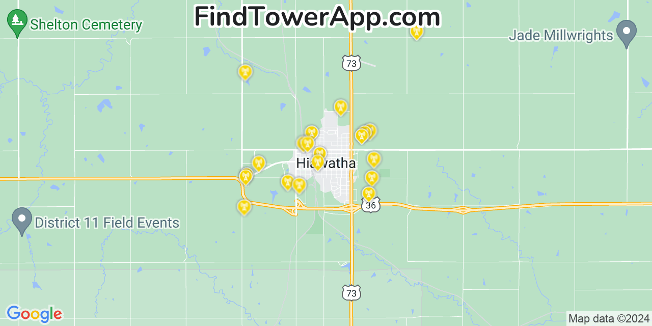 T-Mobile 4G/5G cell tower coverage map Hiawatha, Kansas