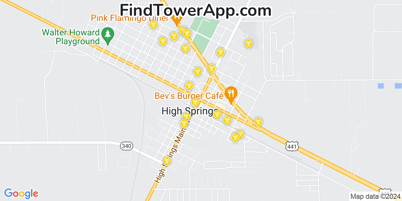 AT&T 4G/5G cell tower coverage map High Springs, Florida