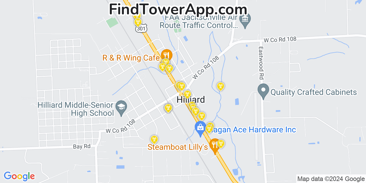 Hilliard Florida Cell Tower Coverage Map