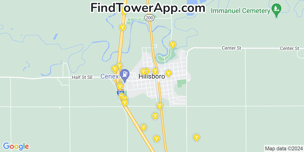 T-Mobile 4G/5G cell tower coverage map Hillsboro, North Dakota