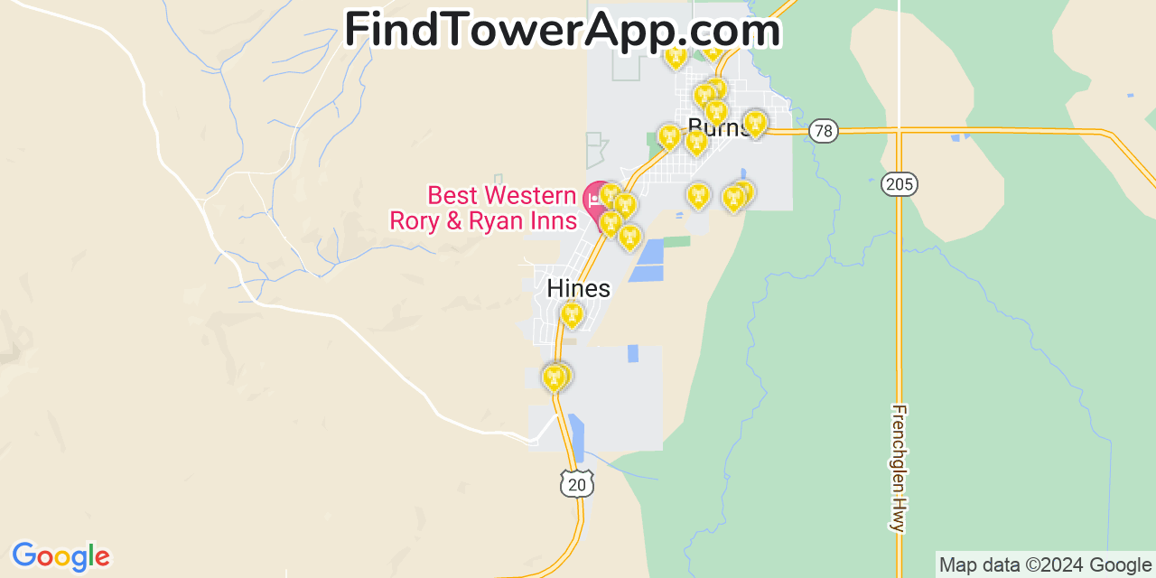 T-Mobile 4G/5G cell tower coverage map Hines, Oregon