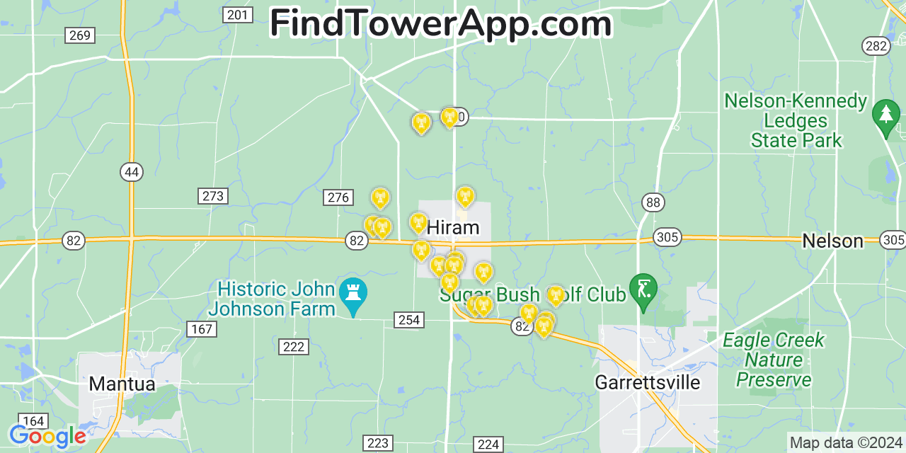 T-Mobile 4G/5G cell tower coverage map Hiram, Ohio