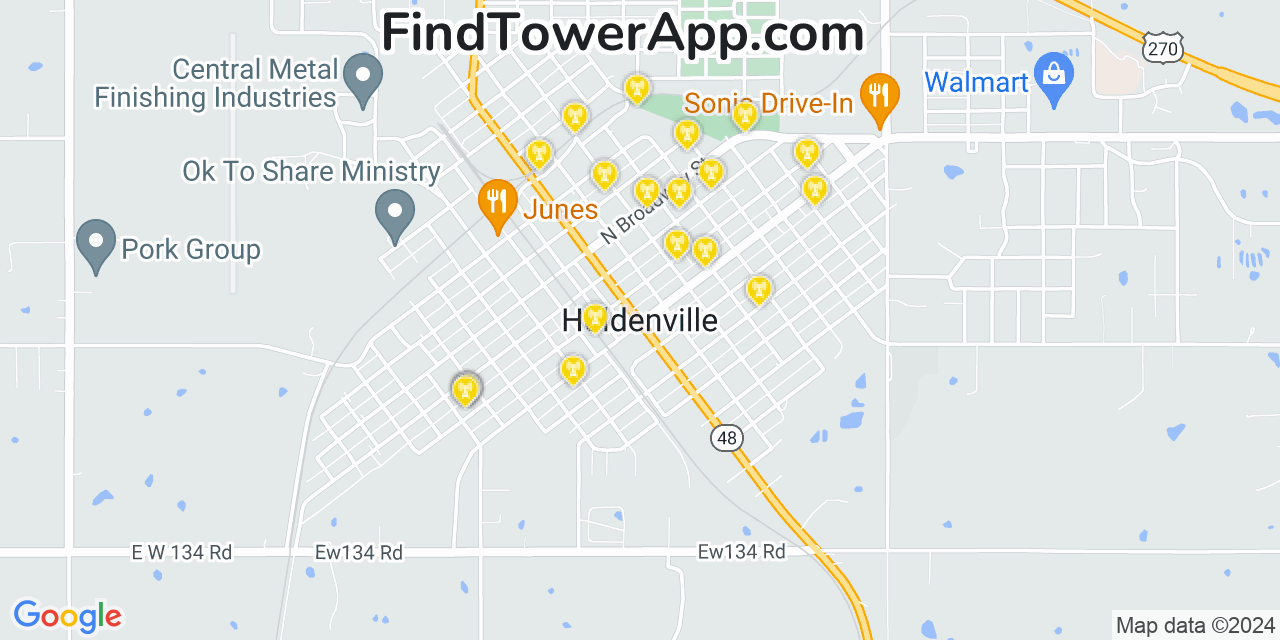 AT&T 4G/5G cell tower coverage map Holdenville, Oklahoma