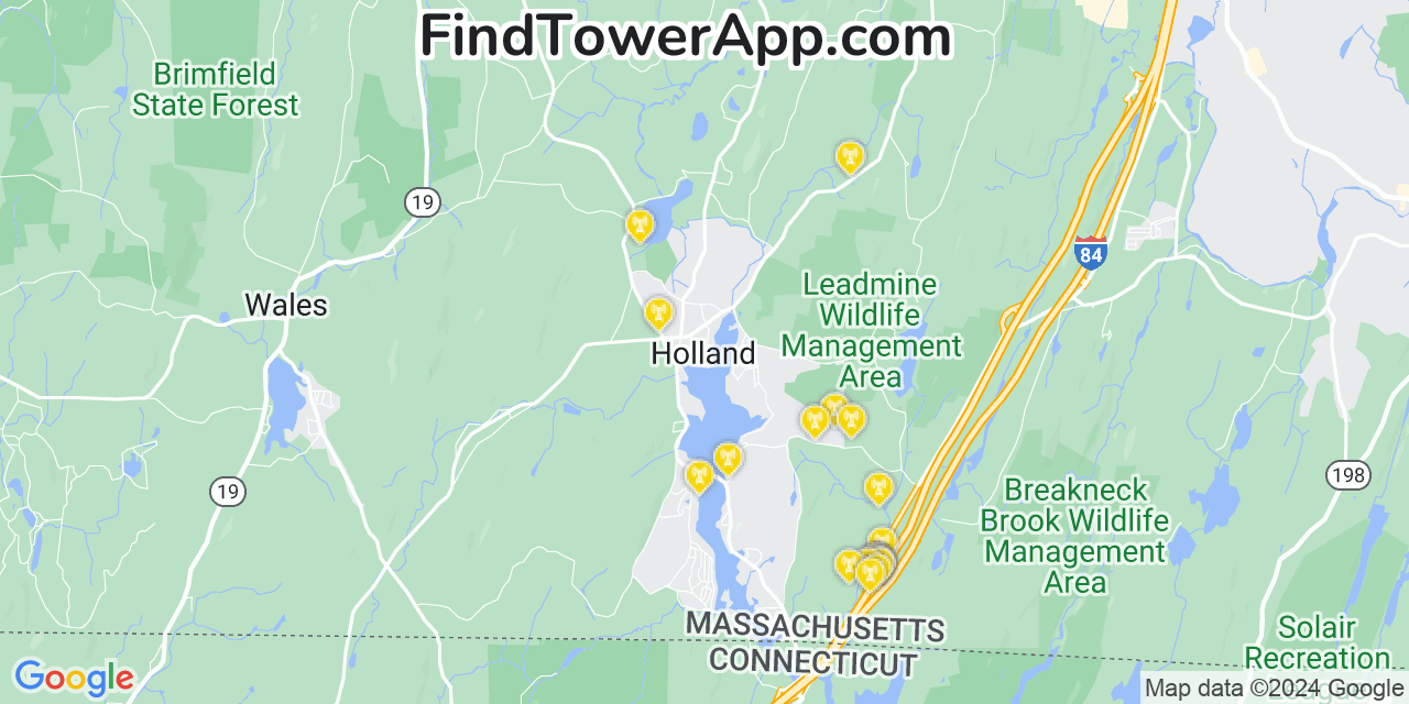 T-Mobile 4G/5G cell tower coverage map Holland, Massachusetts