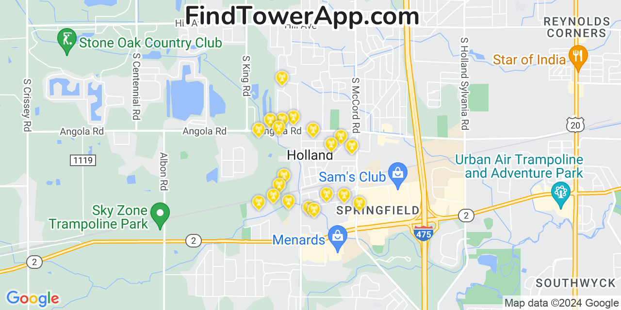 T-Mobile 4G/5G cell tower coverage map Holland, Ohio