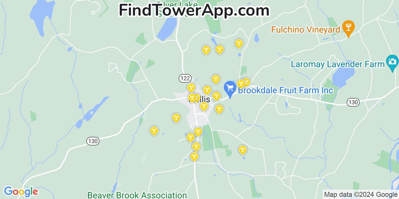 Verizon 4G/5G cell tower coverage map Hollis, New Hampshire