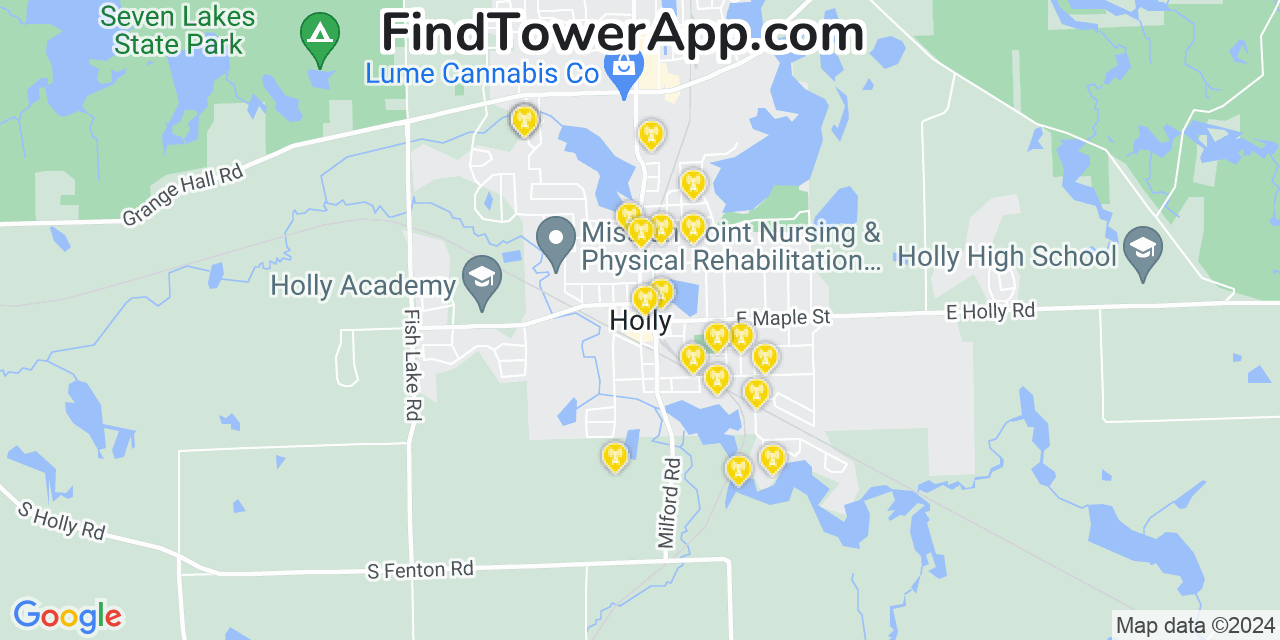 T-Mobile 4G/5G cell tower coverage map Holly, Michigan