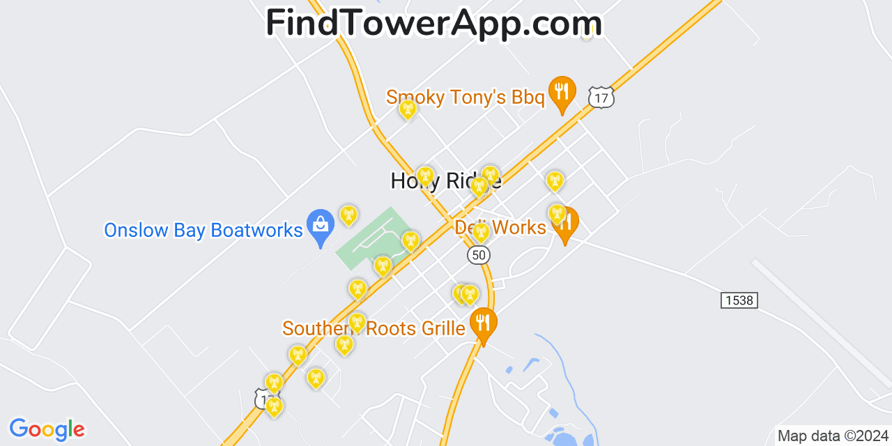 Verizon 4G/5G cell tower coverage map Holly Ridge, North Carolina