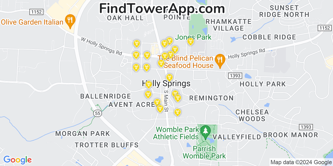 Verizon 4G/5G cell tower coverage map Holly Springs, North Carolina