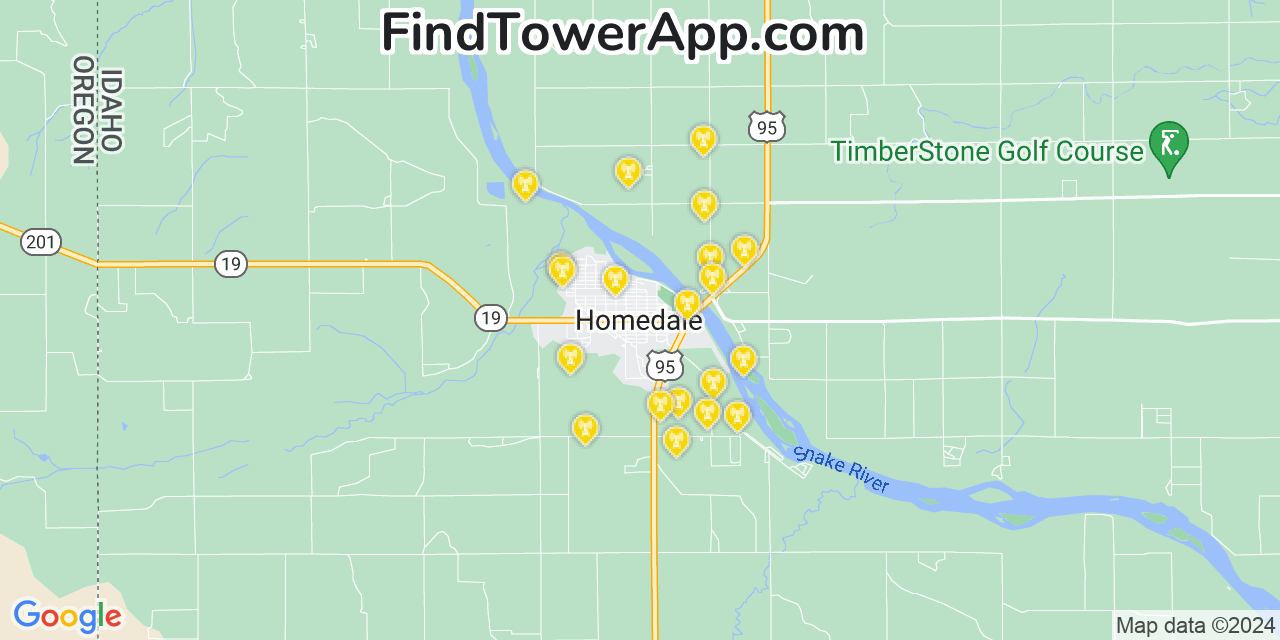 Verizon 4G/5G cell tower coverage map Homedale, Idaho