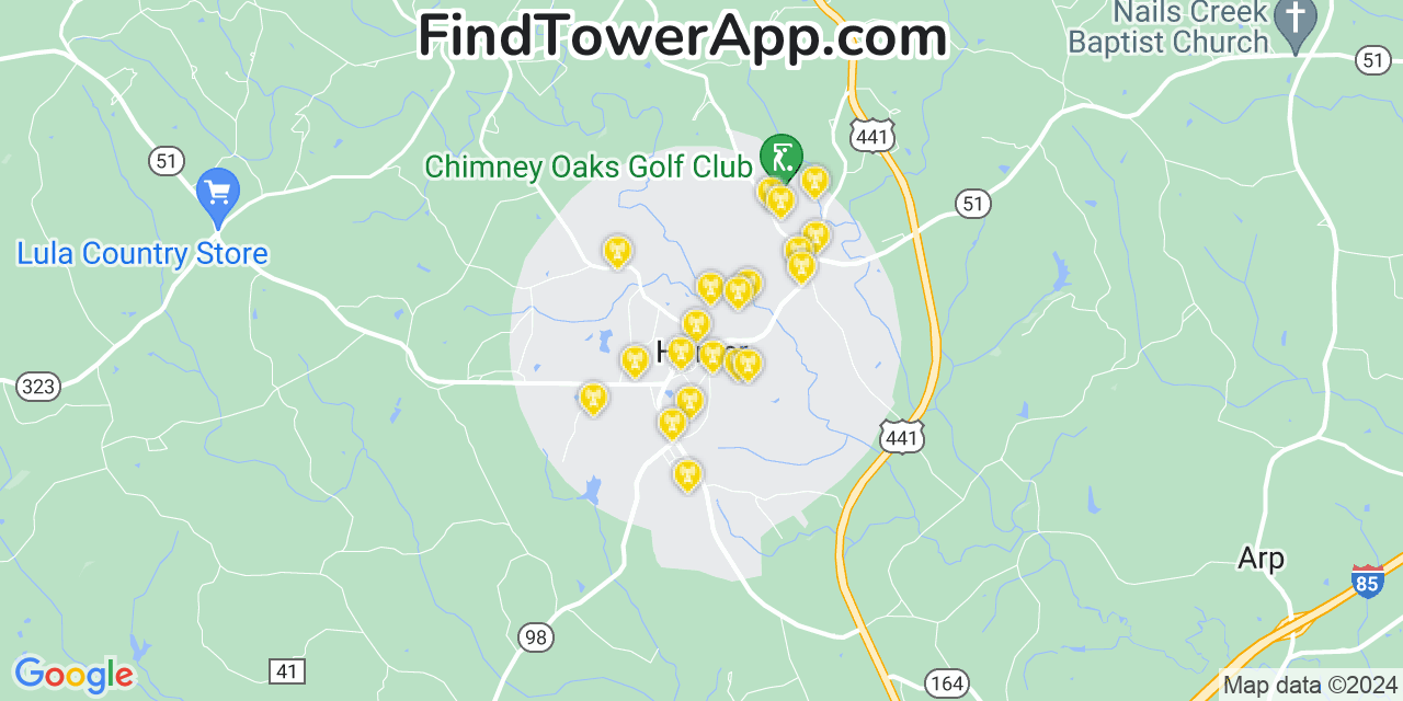 T-Mobile 4G/5G cell tower coverage map Homer, Georgia