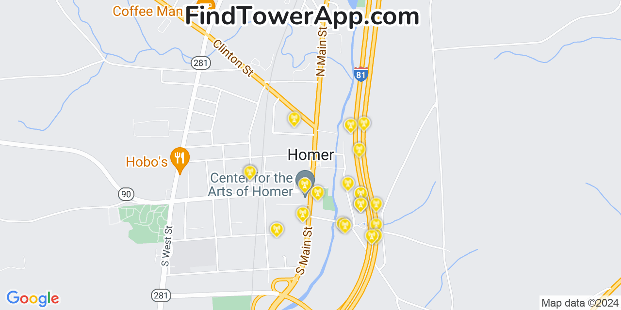 T-Mobile 4G/5G cell tower coverage map Homer, New York