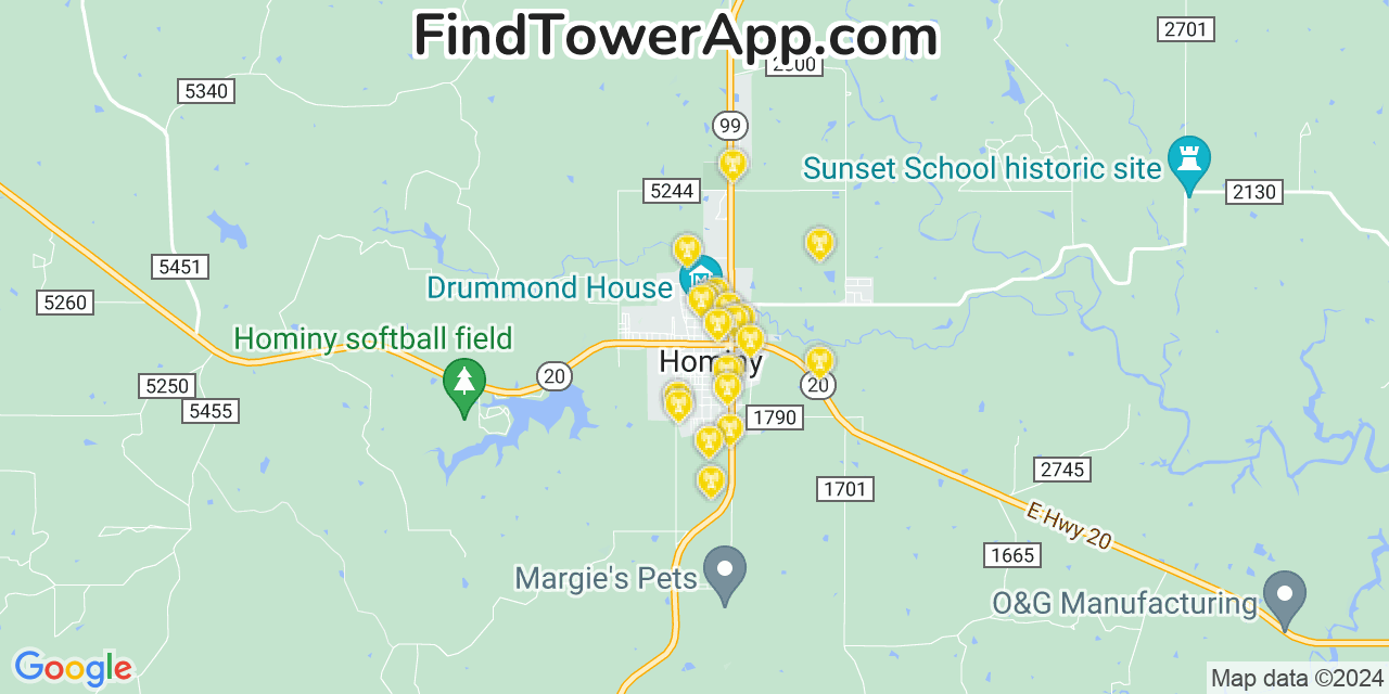 T-Mobile 4G/5G cell tower coverage map Hominy, Oklahoma