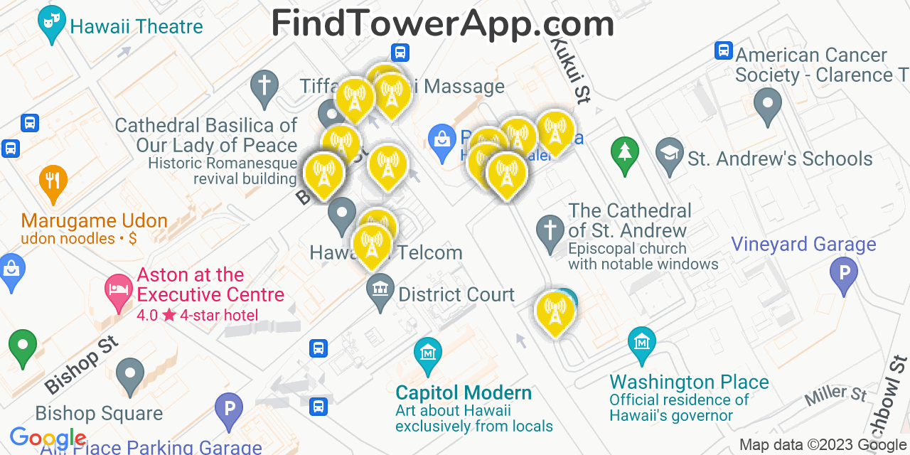 Honolulu Hawaii Cell Tower Coverage Map