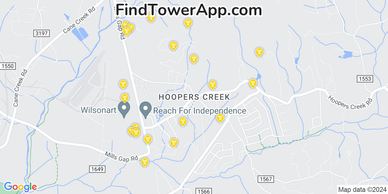 T-Mobile 4G/5G cell tower coverage map Hoopers Creek, North Carolina