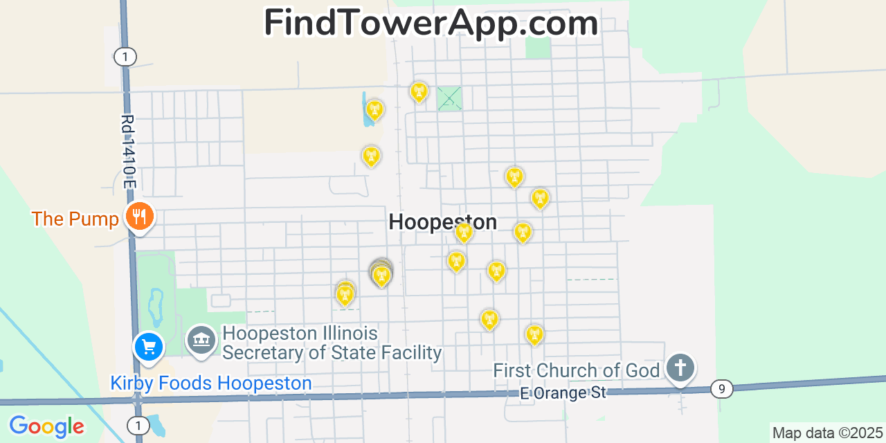 Hoopeston Illinois Cell Tower Coverage Map