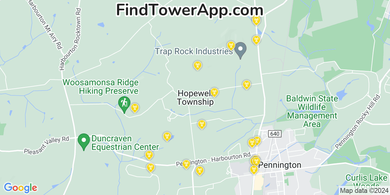 Verizon 4G/5G cell tower coverage map Hopewell, New Jersey