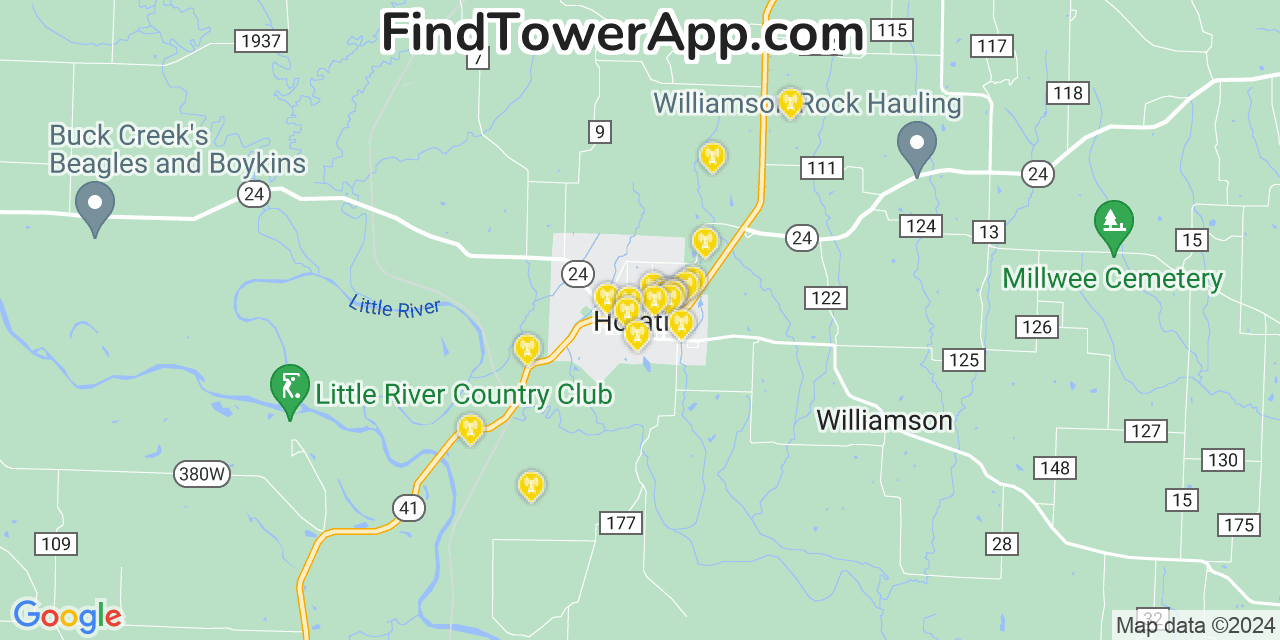 Verizon 4G/5G cell tower coverage map Horatio, Arkansas