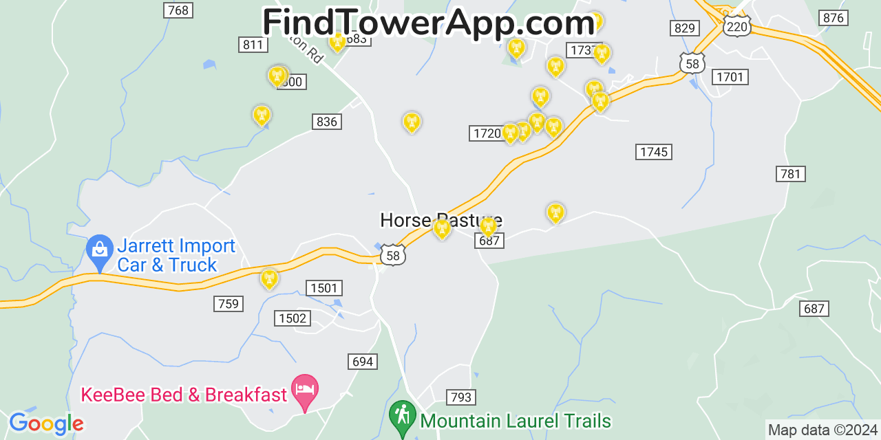 T-Mobile 4G/5G cell tower coverage map Horse Pasture, Virginia