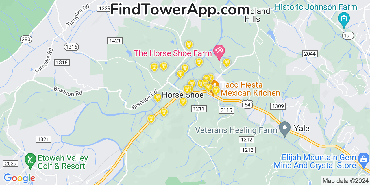 Verizon 4G/5G cell tower coverage map Horse Shoe, North Carolina