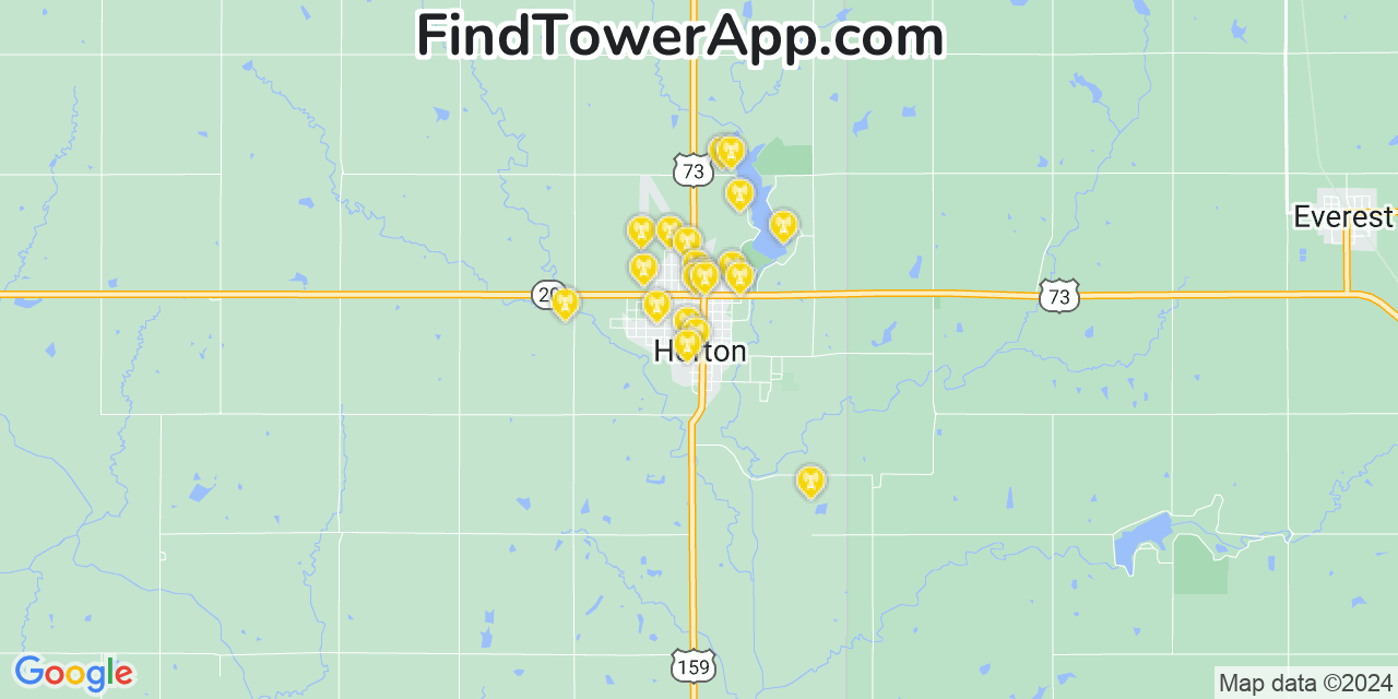 Verizon 4G/5G cell tower coverage map Horton, Kansas