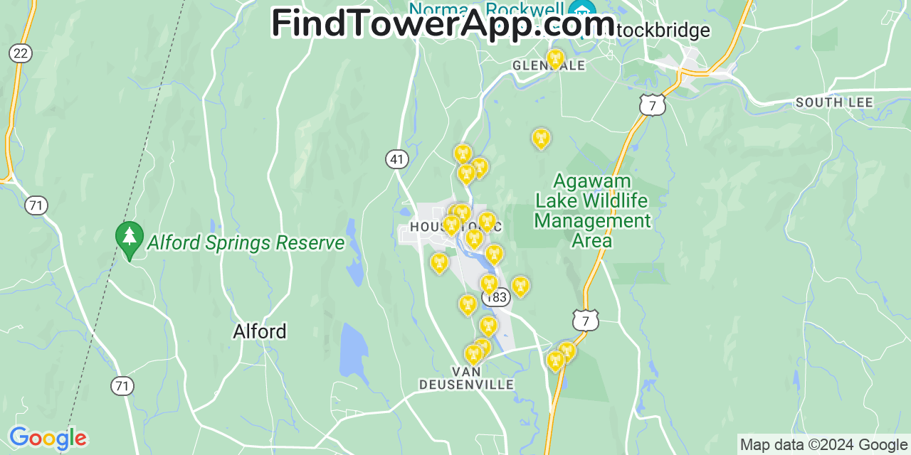 AT&T 4G/5G cell tower coverage map Housatonic, Massachusetts