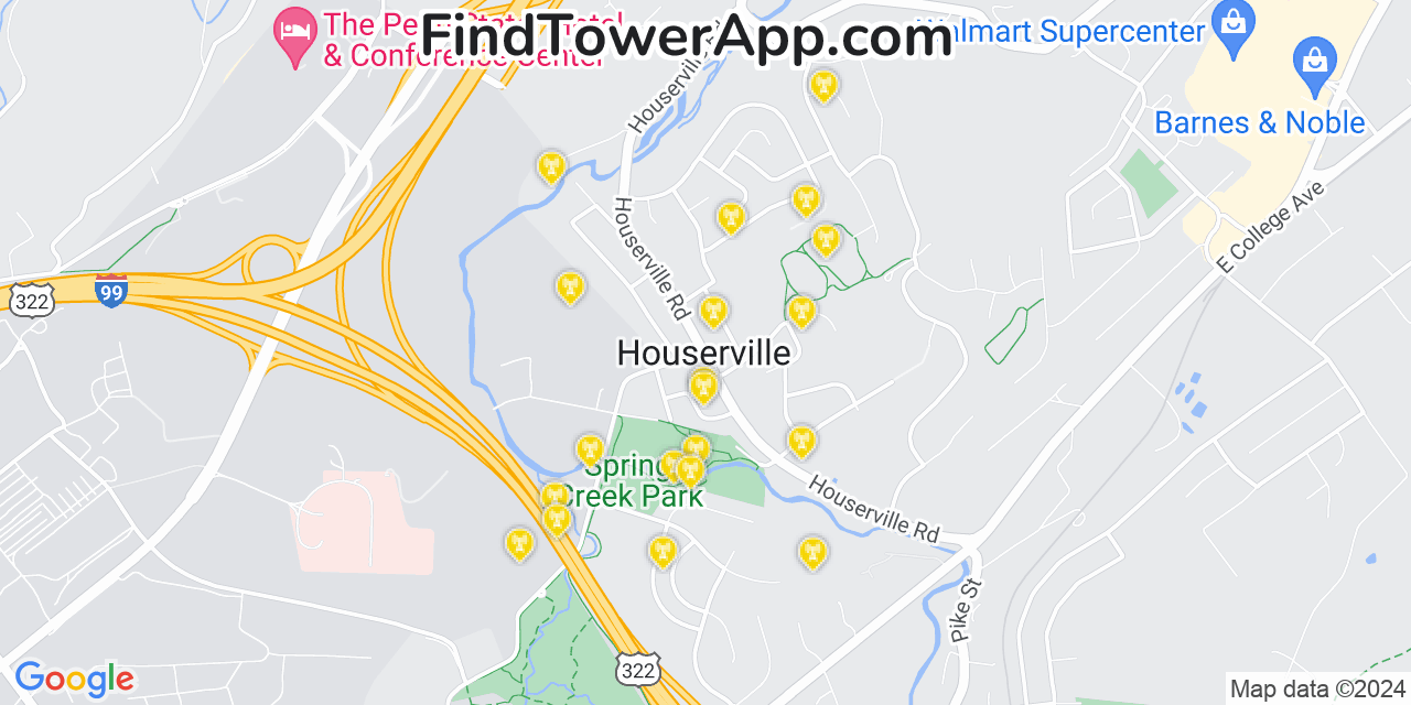 AT&T 4G/5G cell tower coverage map Houserville, Pennsylvania