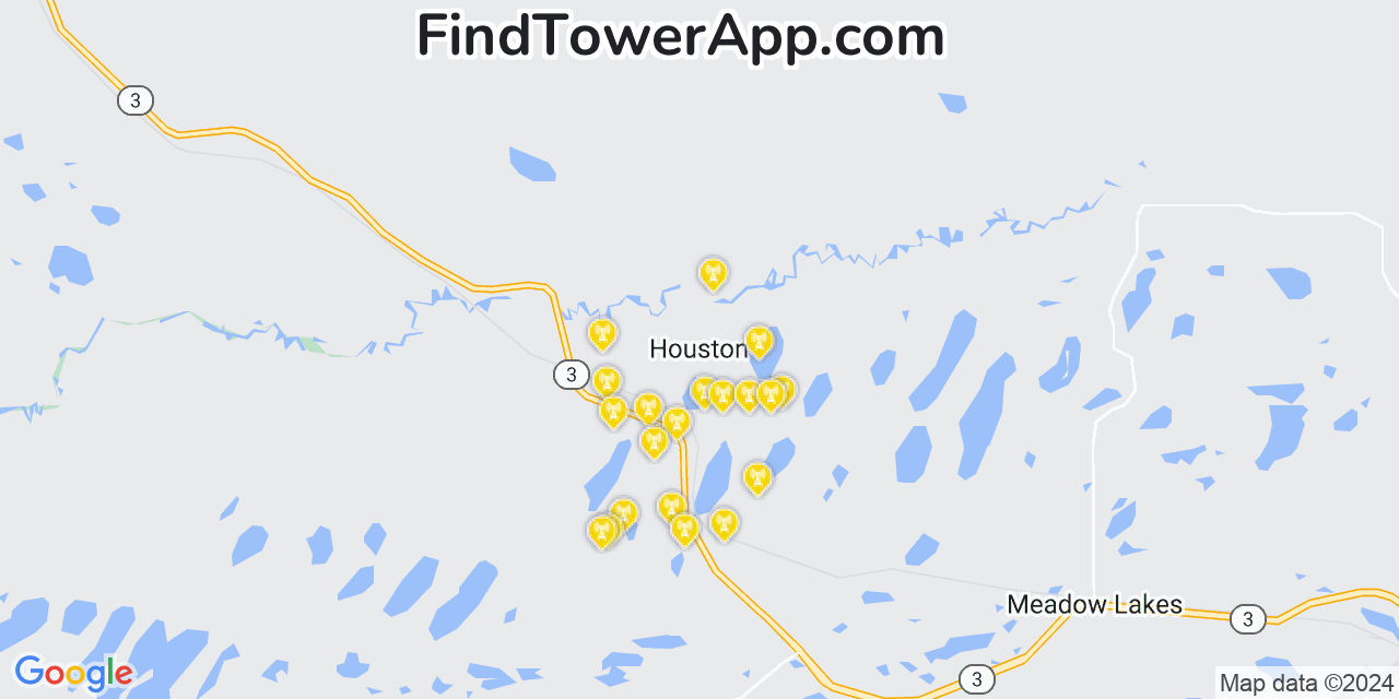 AT&T 4G/5G cell tower coverage map Houston, Alaska